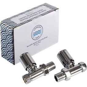 London Taps Set of Straight Round Head Radiator Valves - 15mm