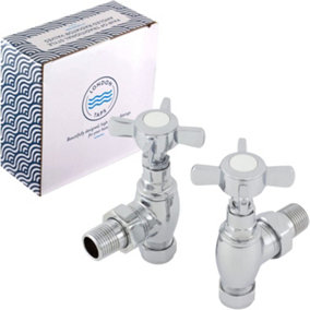 London Taps Set of Traditional Style Angled Radiator Valves - 15mm