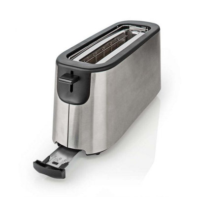 Long 1 Slot Stainless Steel Toaster, 1000W with 6 Browning Levels, Defrost & Reheat Settings, Bun Warming Rack - Stainless Steel