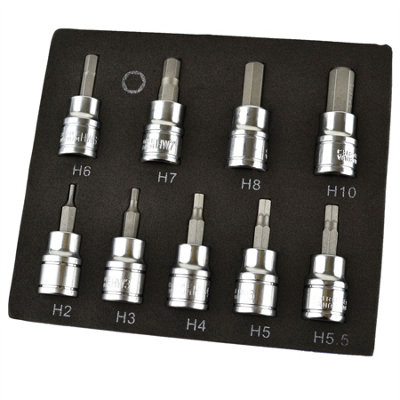 Long and Short Hex Allen Key Socket Bit Set 3/8in dr H2 to H10 mm
