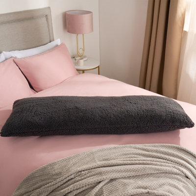 Long Bolster Pillow Teddy Fleece Body Neck Pregnancy Support Cushion - 3