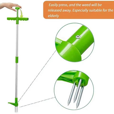 Désherbeur Manuel à Long Manche – Outil Jardinage Stand-up Uproot Weed Root Remover Élimine Racines Profondes