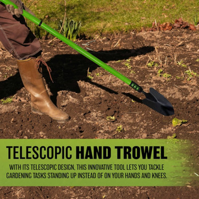 Long Handle Telescopic Extending Gardening Hand Trowel Planting Weeding Grip New