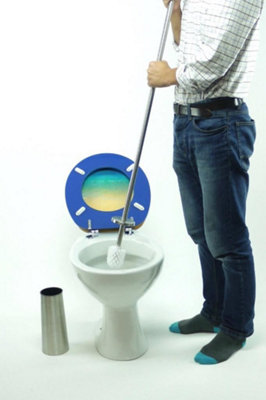 Long Handle Toilet Brush Holder Stainless Steel High Quality Replaceable Head 1.9cm thick