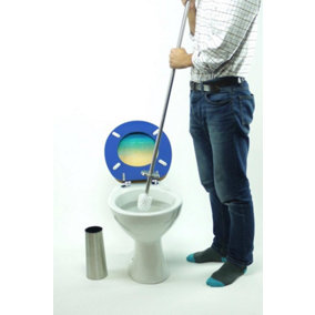 Long Handle Toilet Brush Holder Stainless Steel High Quality Replaceable Head 3cm thick