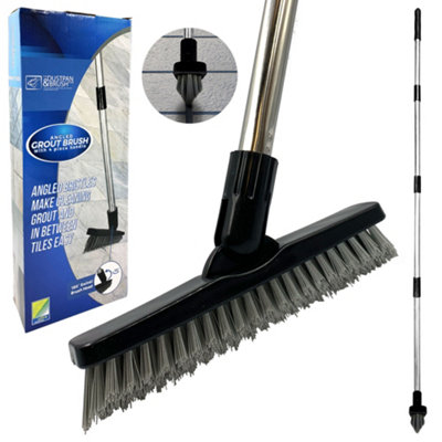 White Long Handle Toilet Brush Set With Soft Rubber Bristles,  Multifunctional Bathroom Cleaning Brush