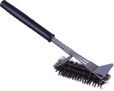 Long Handled BBQ Cleaning Brush with Stainless Steel Scraper -Effective BBQ Cleaning without the Burn Risk