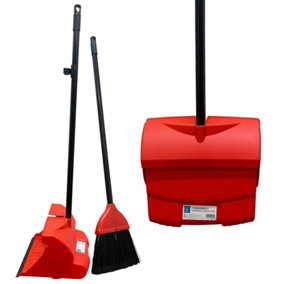 Long Handled Dustpan and Brush Set - Red