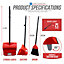 Long Handled Dustpan and Brush Set - Red