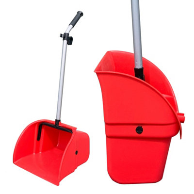 Long Handled Dustpan Large Outdoor Garden Scoop - Red