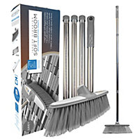Long Handled Indoor Soft Sweeping Broom - Grey/Silver