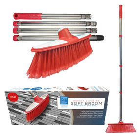Long Handled Indoor Soft Sweeping Broom - Red