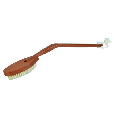 Long Handled Wooden Bath Brush - Ergonomically Angled Extra Long Handle