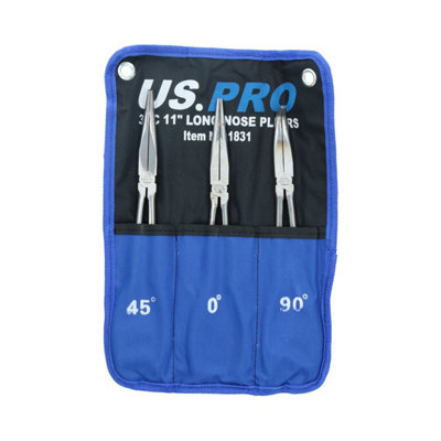 Long Nose Pliers set 3pc 11" straight / 45 / 90 degree by U.S.PRO TOOLS AT806