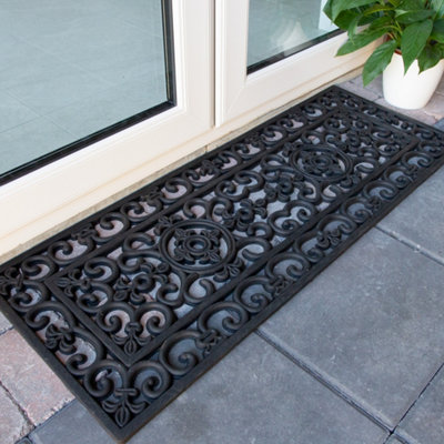 Long Ornate Rubber Iron Hardwearing Non Slip Door Mat