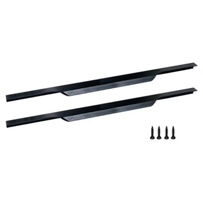 Long Profile Pull Handle for Furniture Wardrobe, Kitchen Cabinet, TV Unit, Drawer (2, Black)