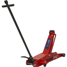 Long Reach High Lift Trolley Jack - 3 Tonne Capacity - 670mm Max Height - Red