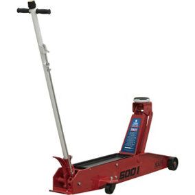 Long Reach Hydraulic Trolley Jack - 5 Tonne Capacity - Foot Operated Quick Lift