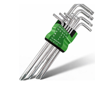 Long Reach Torx Allen Key Set 9PC T10 to T50 1.5 to 10mm Extra Long ...