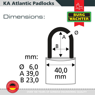 Long Shackle Brass Saltwater & Rustproof Keyed alike 40mm Padlock Long Shackle with protective cover (5 in a box) - 4