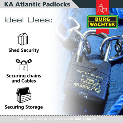 Long Shackle Brass Saltwater & Rustproof Keyed alike 40mm Padlock Long Shackle with protective cover (5 in a box) - 5