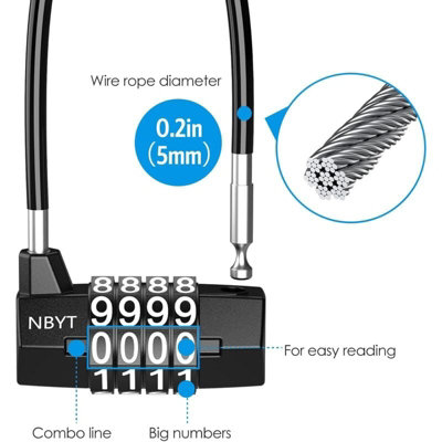 Long Shackle Combination Padlock 4 Digit Weatherproof Code Lock for Gym ...