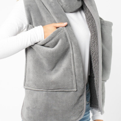 Long Sherpa Fleece Scarf Shawl Pocket Soft Thermal Plush Womens