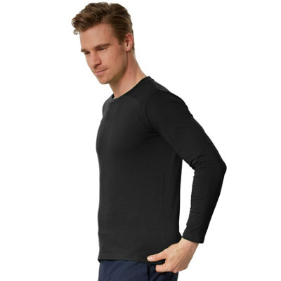 Long-Sleeved Top - basic wear for men -303217 - black L