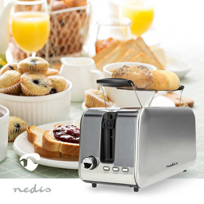 Long Slot 2 Slice Toaster 1450W Variable Browning Control Reheat Defrost