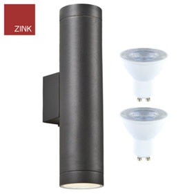 Long Up and Down Light with LED GU10 Bulbs Included - Anthracite Grey