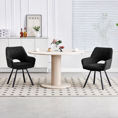 LONGTOO Set of 2 360 Degrees Swivel Dining Chair, Upholstered Kitchen ...