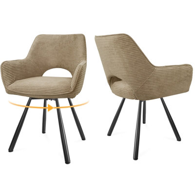 LONGTOO Set of 2 360 Degrees Swivel Dining Chair, Upholstered Kitchen ...