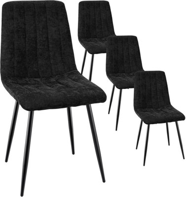 LONGTOO Dining Chairs Set Of 4, Chairs Made Of Teddy Fleece And Black