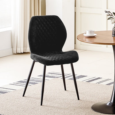 LONGTOO Set of 6 Dining Chairs ,Linen Sponge Cushion ,Metal Legs and ...