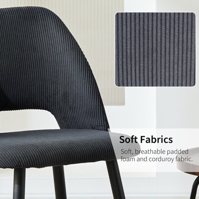 LONGTOO set of 6 Dining Chairs, Velvet Upholstery, Separate Legs, Greyish Black