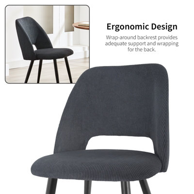 LONGTOO set of 6 Dining Chairs, Velvet Upholstery, Separate Legs, Greyish Black