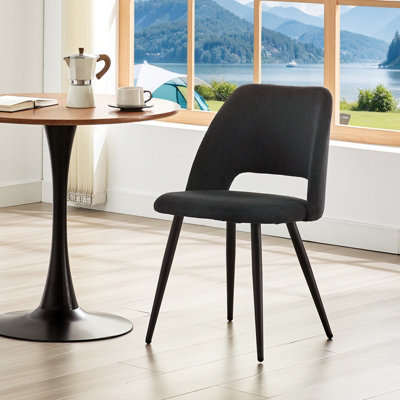 LONGTOO set of 6 Dining Chairs, Velvet Upholstery, Separate Legs, Greyish Black