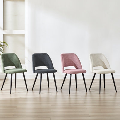 LONGTOO set of 6 Dining Chairs, Velvet Upholstery, Separate Legs, Greyish Black