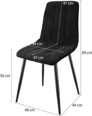 LONGTOO Set of 6 Dining Room Chairs, Modern Upholstered Kitchen Chair with High Back, Linen Seat , Metal Legs - Black Stripes