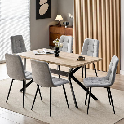 LONGTOO Set of Linen Upholstered Dining Chairs with High Back