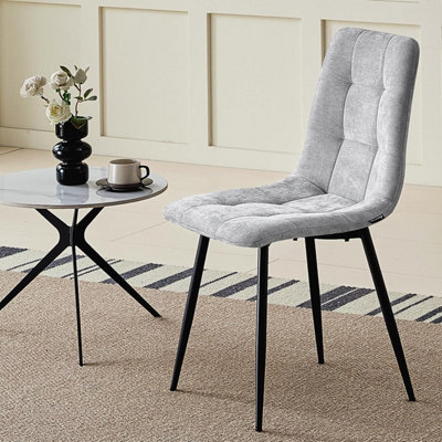 LONGTOO Set of 6 Linen Upholstered Dining Chairs with High Back and ...