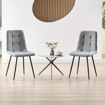 LONGTOO Set of 6 Linen Upholstered Dining Chairs with High Back and ...