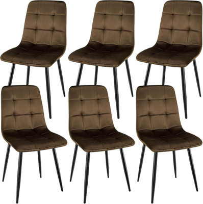 LONGTOO Set of 6 upholstered dining chairs with high back and Dutch ...