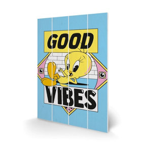 Looney Tunes Good Vibes Plaque Blue/Yellow (59cm x 40cm)