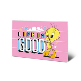 Looney Tunes Life Is Good Wood Plaque Pink (40cm x 59cm)