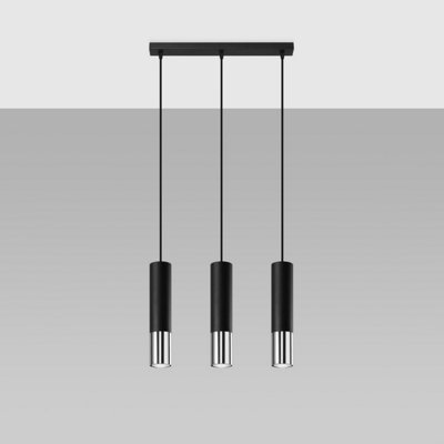 Loopez Steel Black/Chrome 3L Light Classic Pendant Ceiling Light