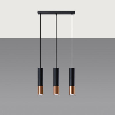 Loopez Steel Black/Copper 3L Light Classic Pendant Ceiling Light