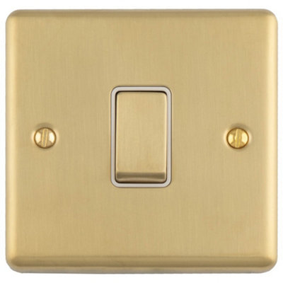 Loops 1-Gang 10A Intermediate Light Switch with Satin Brass Plate and ...