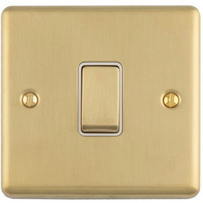 Loops 1 Gang 20A DP Rocker Switch - Satin Brass with White Trim ...