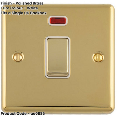 Loops 1-Gang 20A DP Rocker Switch with Neon Indicator Polished Brass ...